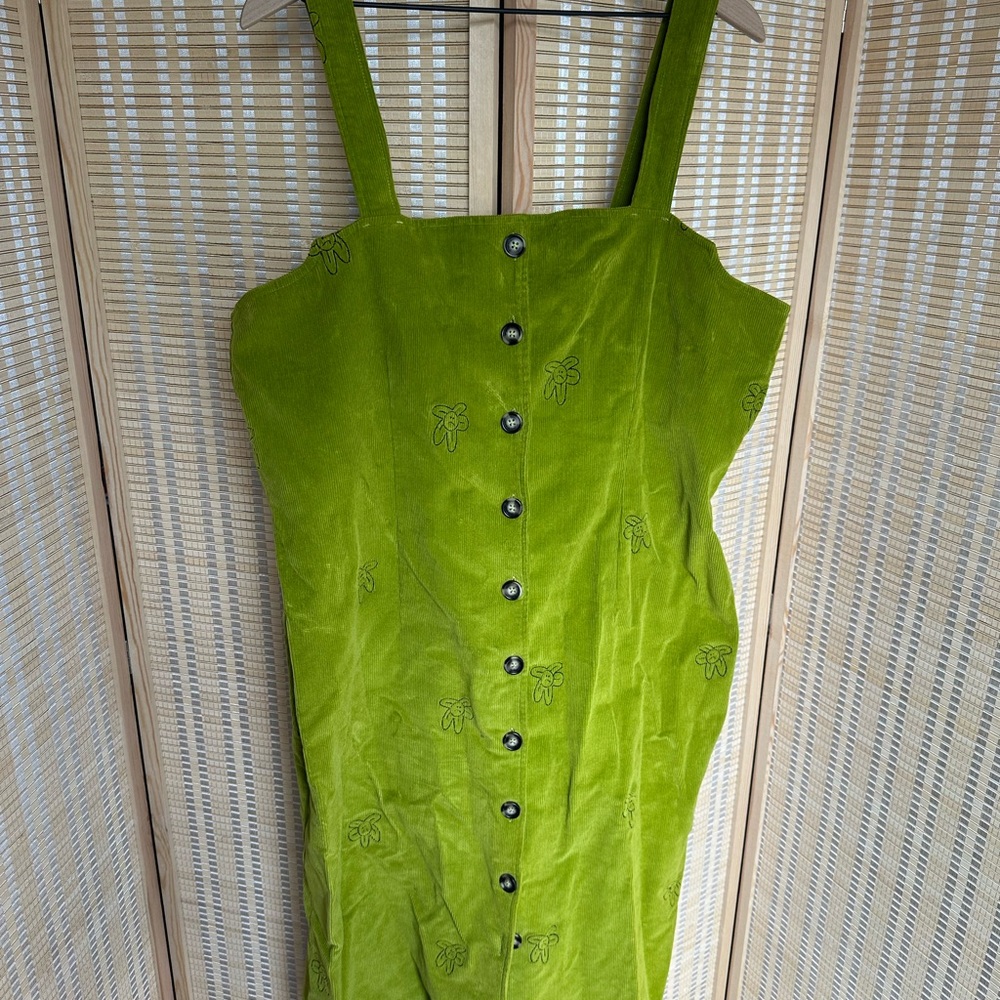 Lazy Oaf Lime Corduroy Dress